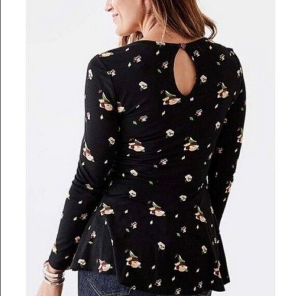 Matilda Jane black with floral print peplum top. Women's size S - Picture 3 of 8